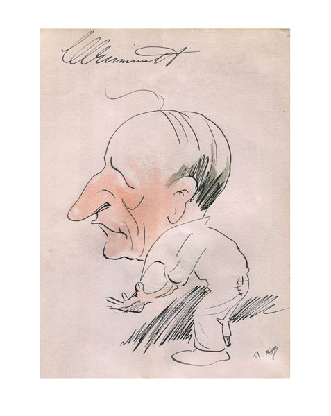 Ben Barnett’s autograph book featuring the work of Arthur Mailey, cartoonist and test cricketer, which sold for $42,000 in Melbourne on 2 September 2018.