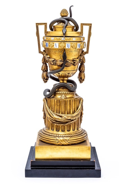 <p>Philips Auctions will auction the estate of Har Sui, a collector of antiques well known to Melbourne auction houses, who died five years ago. The highlight of her collection is &nbsp;a fine gilt bronze neoclassical mantel clock &lsquo;a Cercles Tournant&rsquo; that she purchased from Sothebys for $50,000. With a $10,000-$15,000 estimate, the early 19th century timepiece (lot 60), after clockmaker Jean-Louis Bouchet (1732-1792), is in the form of an imposing and boldly cast urn entwined with two serpents, their tongues marking time on revolving dials set with enamel Roman and Arabic numbers.</p> <p>&nbsp;</p> 